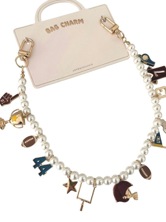 Anthropologie Jewelry - Anthropologie Pearl Bag Charm with Gold and Navy Accents